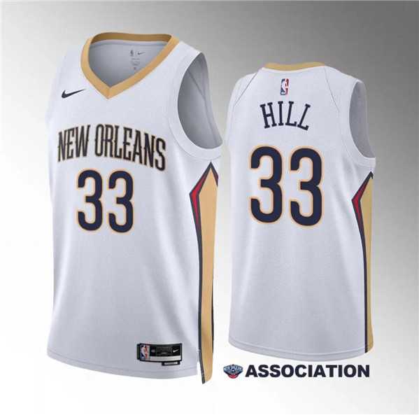Mens New Orleans Pelicans #33 Malcolm Hill White Association Edition Stitched Basketball Jersey Dzhi->->NBA Jersey